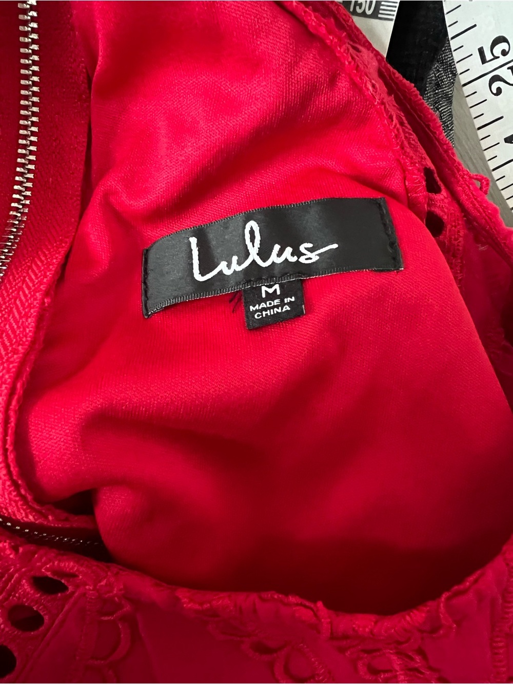 Lulu’s By The Vineyard Red Embroidered Lace Ruffle Midi Dress NWT Medium - Picture 7 of 8